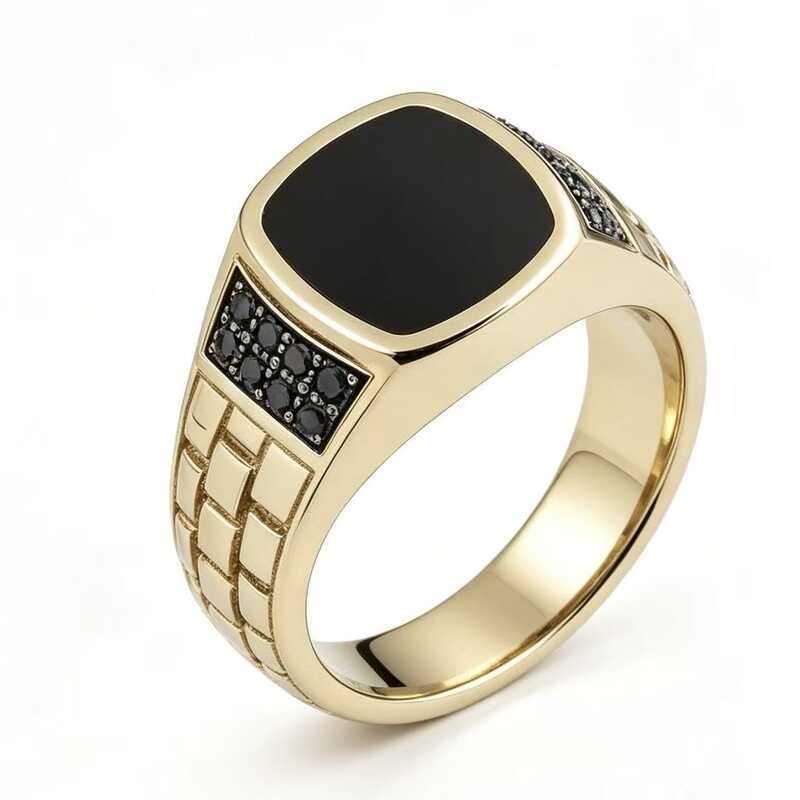 Lindo anel 2026 novo estilo banhado a ouro anel masculino simples moda preto diamante anel masculino listrado anel mascu