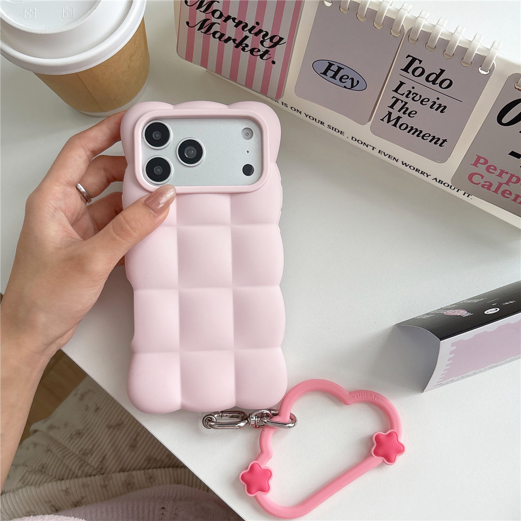 Treliça Dos Desenhos Animados 3D Nuvem Macio Puff Silicone Caso De Telefone Para