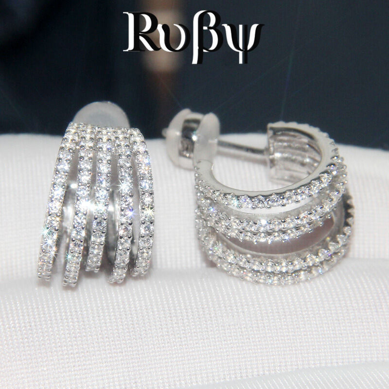 Ruby ** Brincos de linha multicamadas Brincos de diamante com vários anéis Brincos elegantes personalizados para banquet