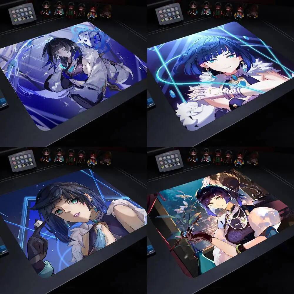 Yelan Genshin Impacto Mouse Pad 22X18 Quadrado Acessórios De Computador Tapetes De Mesa De Jogo De Escritório Borracha A
