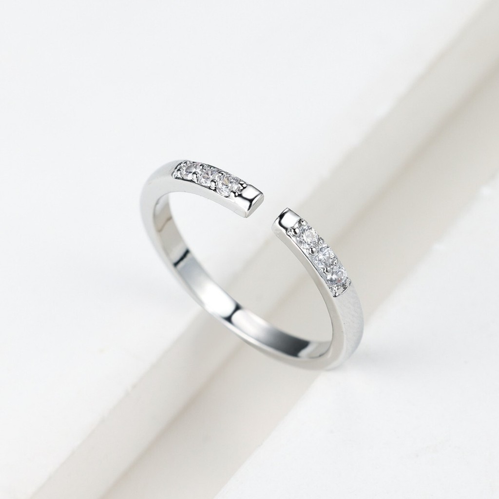 Viviane simples nicho aberto anel de diamante feminino luz luxo ouro fino anel diamante linha anel ajustável All-Match a