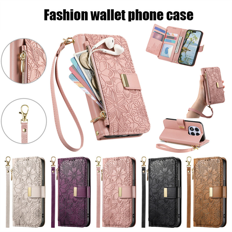 Capa De Telefone Para Samsung Galaxy A27 A56 A36 A26 A06 A16 A57 A27 A08 A18 A07 A17 A37 5G 4G Borda Moda Flores Carteir