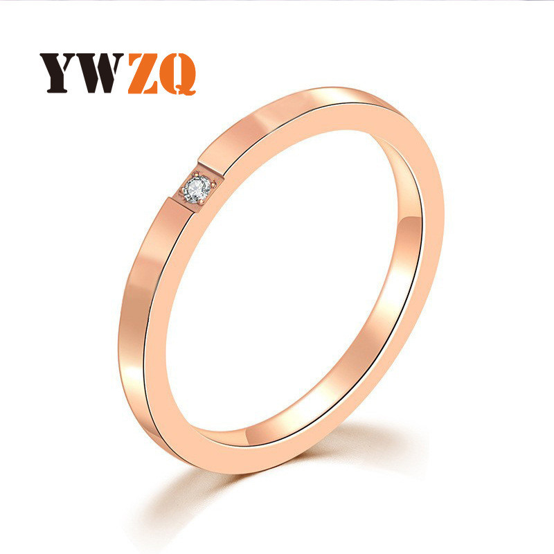 R RUBY Anel de diamante único simples ouro rosa titânio anel de aço casal par de aço inoxidável anel um diamante jóias f