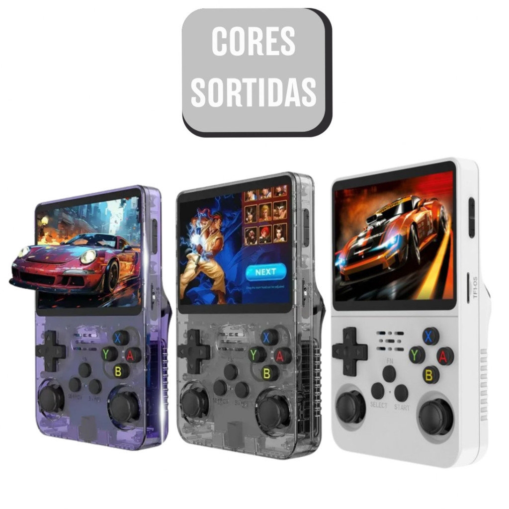 Mini Video Game Portátil R36S Games Retro 15000 Jogos 64gb - (Cores Sortidas)
