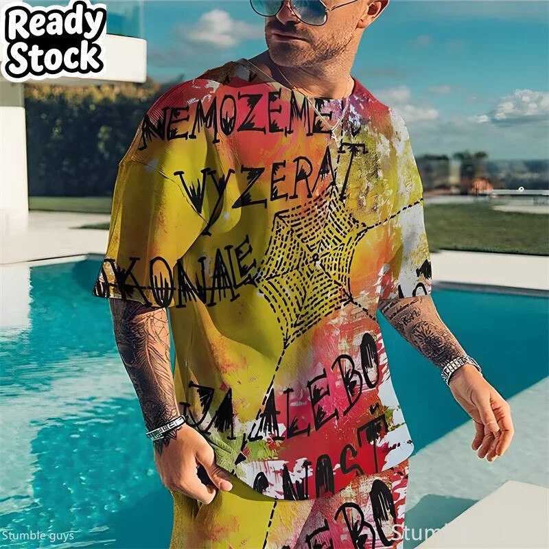 Camiseta Masculina Oversized Streetwear Verão Retro Impressão Solta Manga Curta Respirável Macio Tamanho Grande Esportes