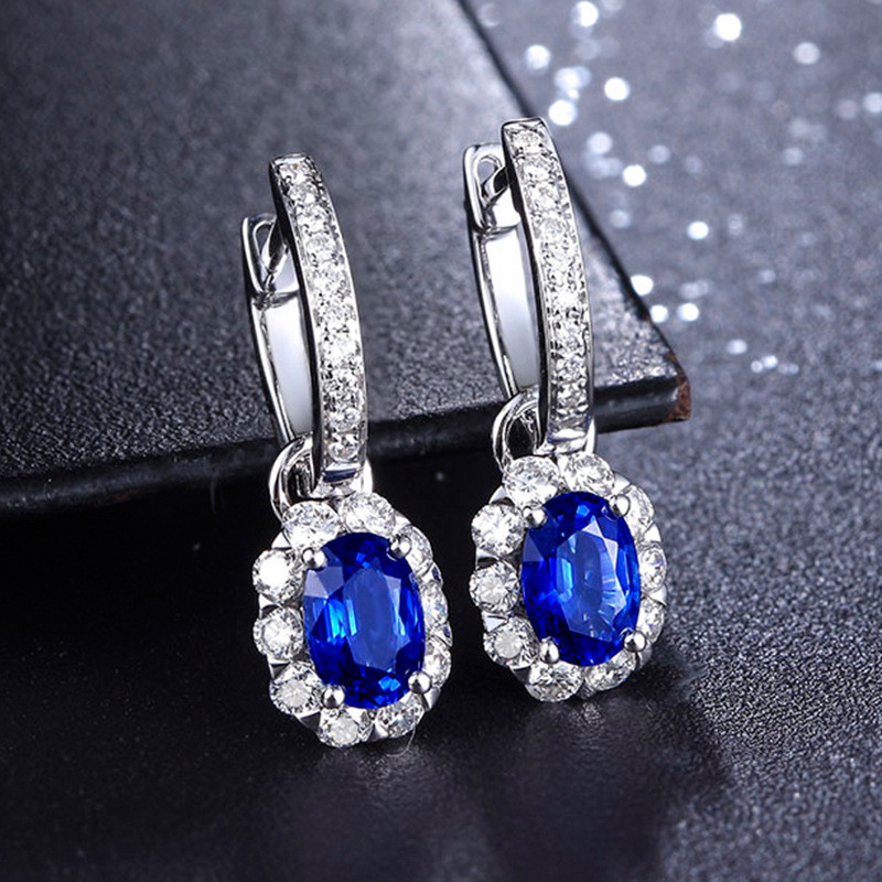 Ruby * Novo produto brincos de diamante completo simulação safira rubi turmalina brincos moda feminina brincos de joias 