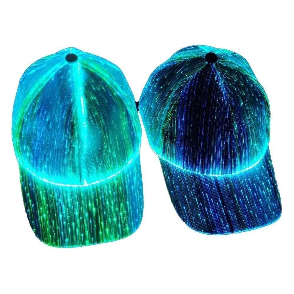 Boné de Fibra Óptica com LED, Boné Luminoso com 7 Cores, Bonés de Beisebol EDC com Luzes, Carregamento USB, Bonés Ilumin