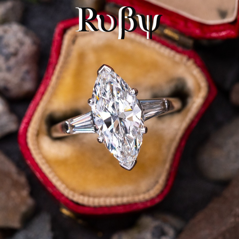 Rubi * novo estilo feminino banquete incrustado olho de cavalo zircão anel simulação criativa anel de diamante anel de n