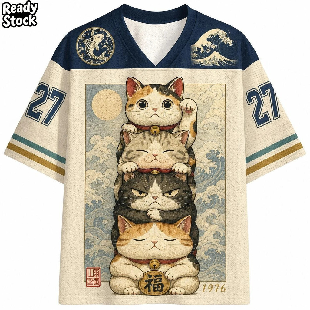2026 Verão Moda Nova Diversão Japonesa E Brincalhão Fortuna Gato Impressão 3D Lazer Ao Ar Livre Esportes Fitness Com Dec