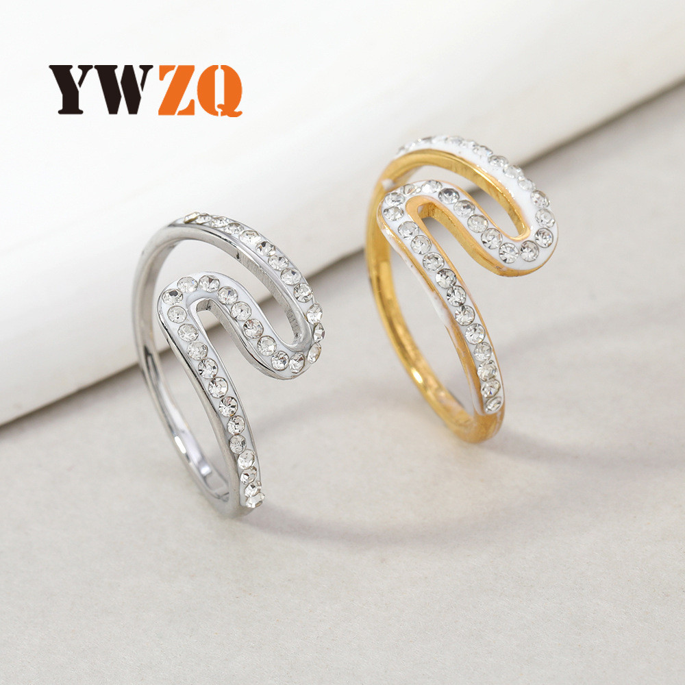 R RUBY Anel Geométrico Luz Estilo Luxo Onda Irregular Argila Diamante Anel Diamante All-Match Anel Único