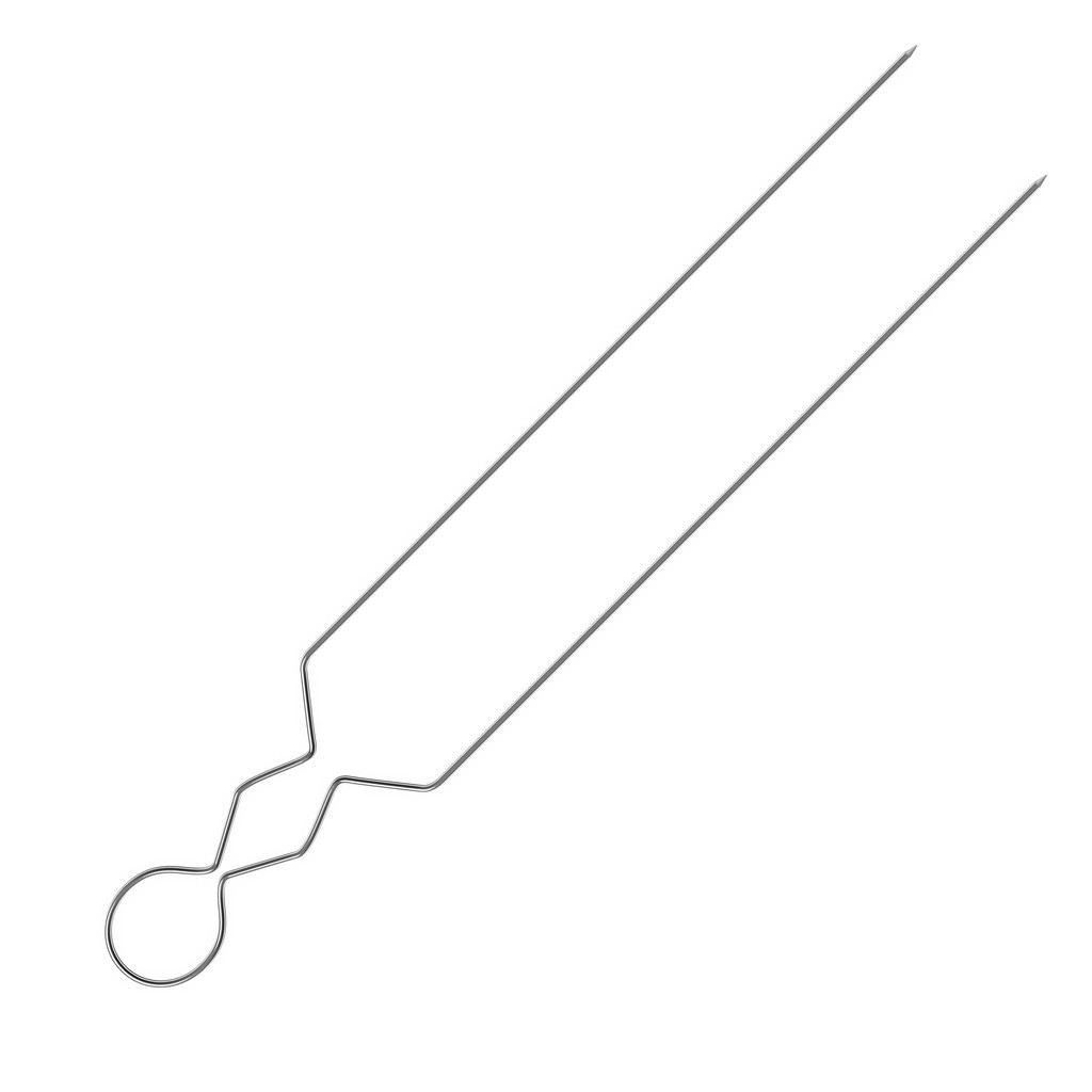 Espeto Duplo com Argola – Aço Cromado Resistente para Churrasco Profissional