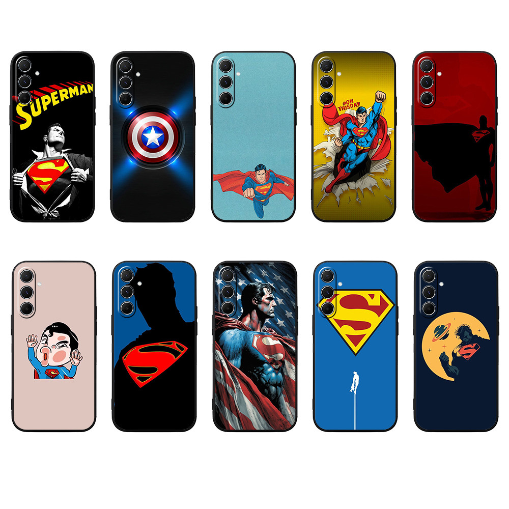 Capa De Telefone Preta Macia Para Samsung Galaxy A04S A05S A06 A24 A25 A34 A54 A14 A15 A13 TH3 Superman Moda Impressa Pr