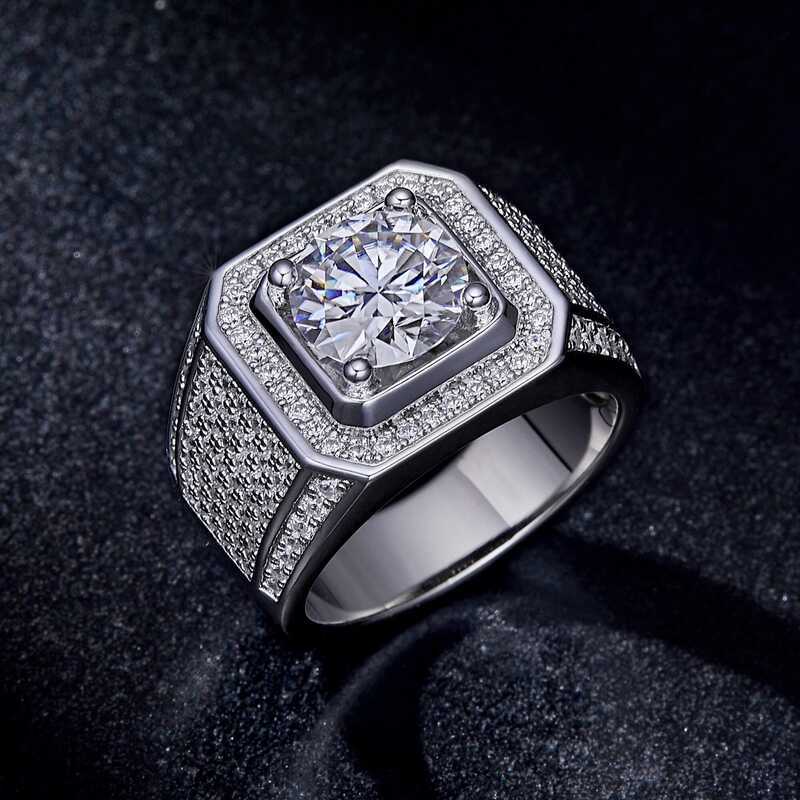 Anel de moda novo estilo dominador anel de diamante masculino cheio de diamante Micro-conjunto anel