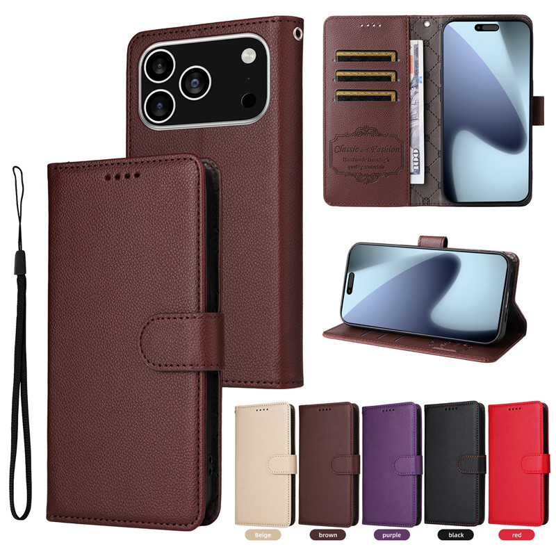  Capa De Telefone Para Samsung Galaxy A27 A57 A27 A08 A18 A07 A17 A56 A36 A26 A06 A16 A37 5G 4G Carteira De Couro Lichi
