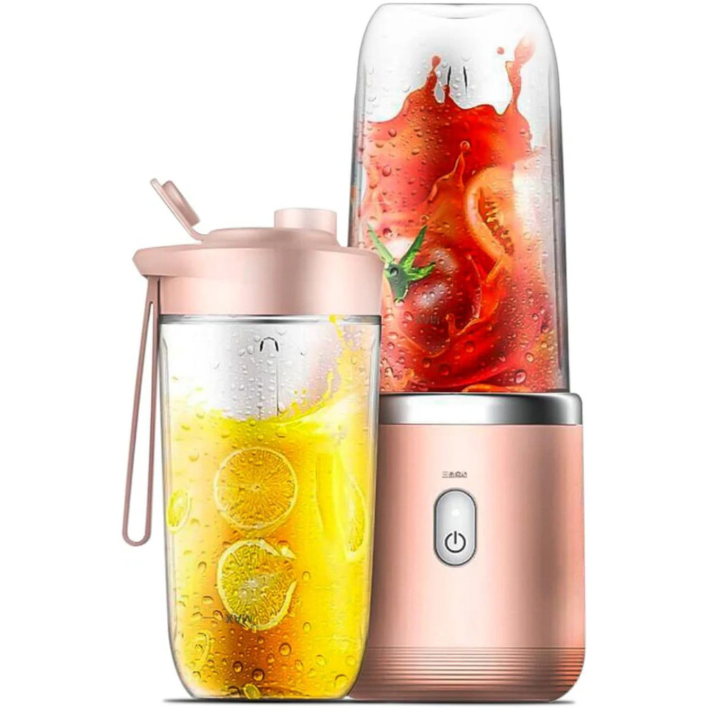 Liquidificador Portátil 400ml Recarregável USB Mini Mixer para Suco Vitamina Shake com Copo Extra Rosa