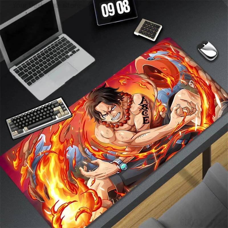 Mouse Pad Chama Anime Ace Mousepad Teclado De Jogos Computador Uma Peça Tapete De Mesa Acessórios Para PC Gamer Mausepad