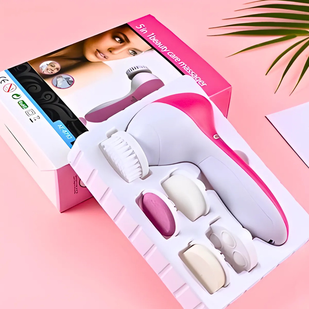 Escova Facial Elétrica 5 em 1 Portátil para Limpeza Profunda, Esfoliante e Massageador de Rosto, Rotina de Skincare