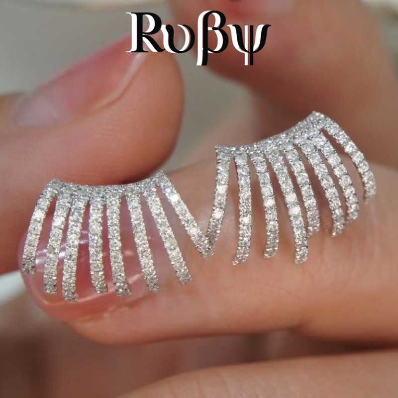 Ruby ** Coreia Dongdaemun Zircon Brincos Nicho Cheio de Diamante Multicamadas Brincos de Metal Temperamento Brincos de G