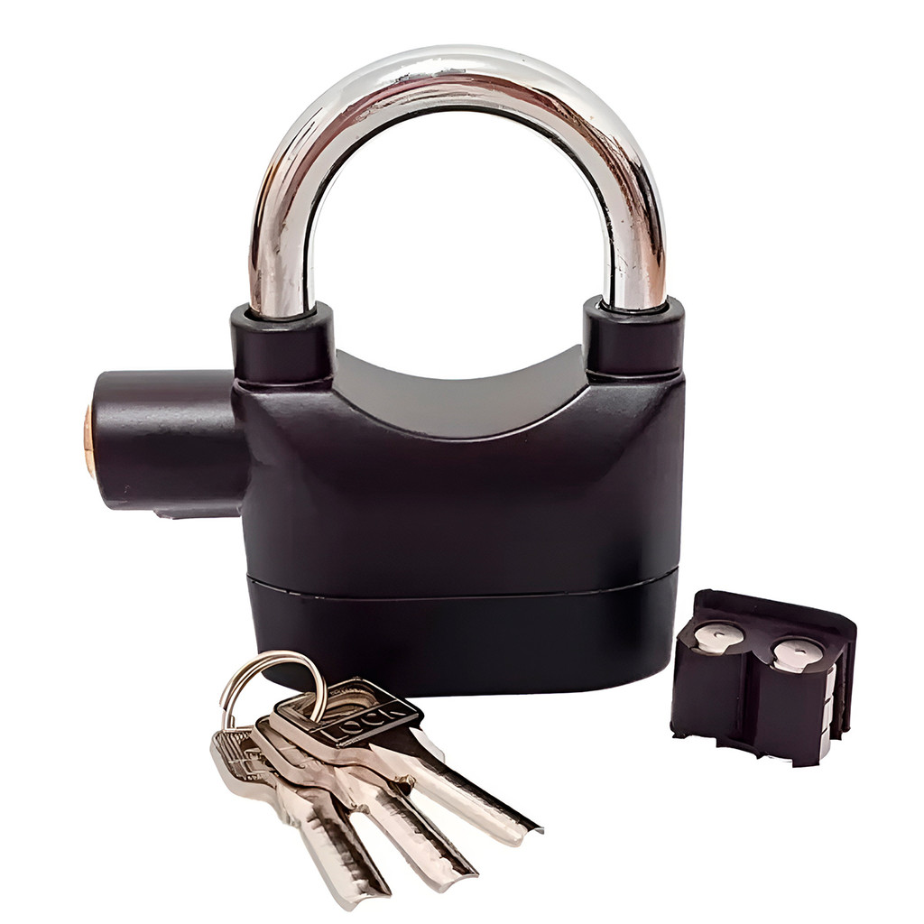 JS Cadeado com Alarme 112dB – Cadeado de Segurança Antifurto para Moto, Bicicleta, Portão e Portas