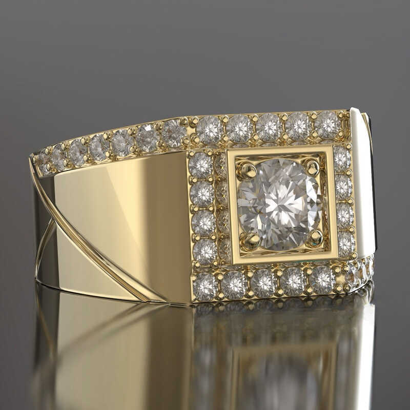 Lindo anel novo estilo moda dominador anel masculino ins Punk banhado a ouro cheio de diamante anel masculino anel de di