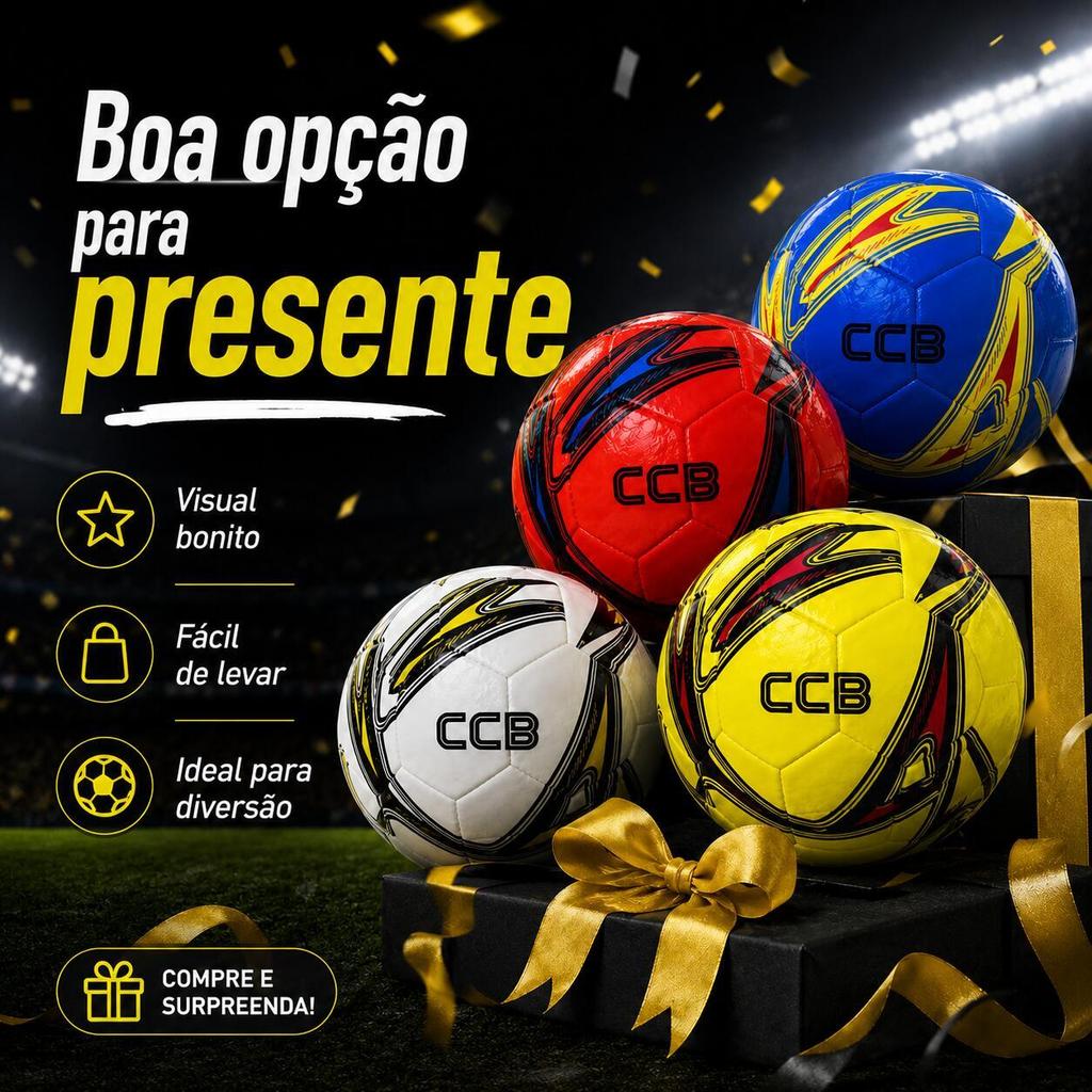 Bola de Futebol Colorida CCB Nº 5 – 4 Cores, Costurada para Lazer, Treino, Jogo e Campo