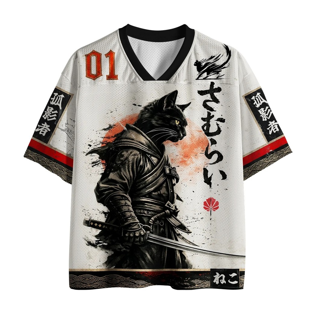 Camiseta Masculina Samurai Japonesa Nova Moda Com Decote Em V 3D Lazer Esportes Ao Ar Livre Adulto E Infantil Pai Crianç