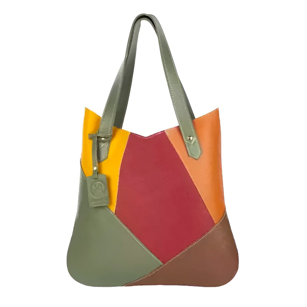 JS Bolsa de Ombro Couro Legítimo Modelo Maria Elegante Modelo:Colorida