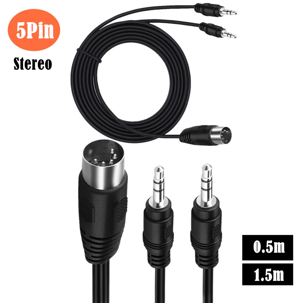 Canal duplo um ponto dois 2*3.5 plugue de áudio duplo para MIDI cabo adaptador de 5 núcleos saída de áudio DIN5P