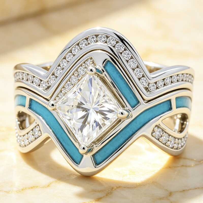 Lindo anel novo estilo piscando diamante quadrado princesa anel moda feminina proposta de noivado anel de diamante prese