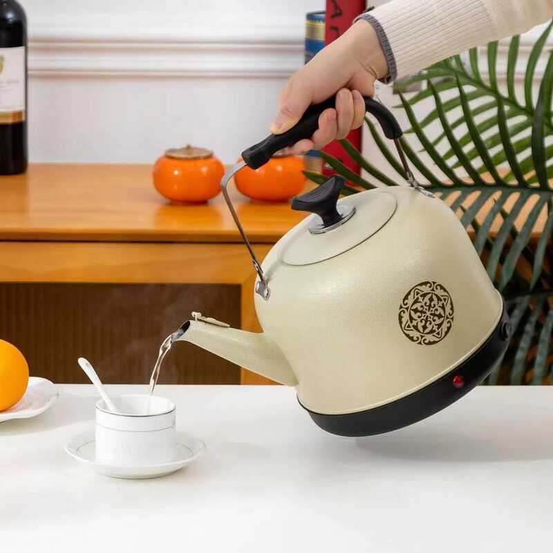 Chaleira elétrica doméstica com desligamento automático, chaleira com isolamento, bule de aço inoxidável