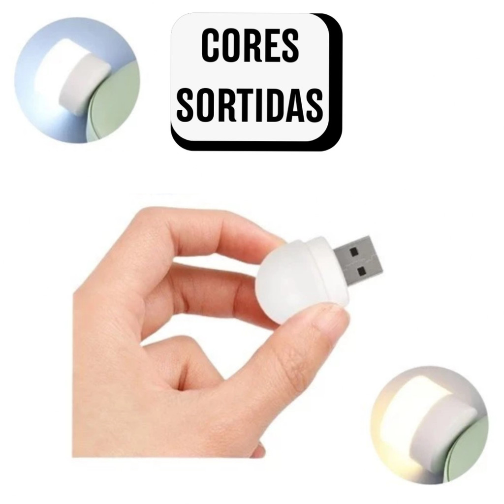 Mini Luminária LED USB 1W Portátil Luz Noturna Abajur Quarto Computador Plug and Play