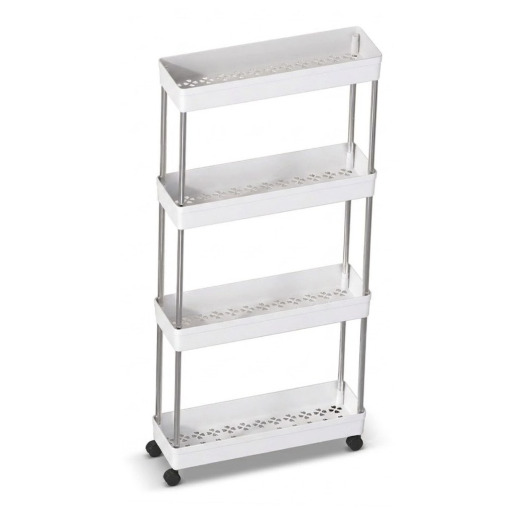 Carrinho Organizador Slim 4 Camadas 13cm com Rodinhas para Espaço Estreito Cozinha Banheiro Lavanderia