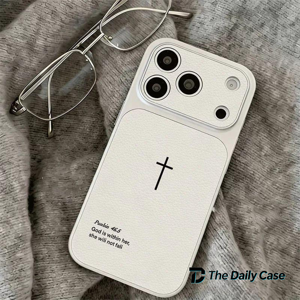 Capinha cruz cristã com frase bíblica texturizada Para iPhone 17 16 15 14 13 12 11 Pro Max Plus