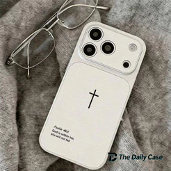 Capinha cruz cristã com frase bíblica texturizada Para iPhone 17 16 15 14 13 12 11 Pro Max Plus