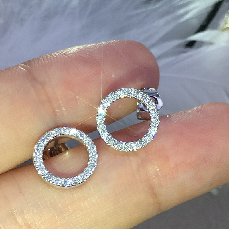 Ruby * versão coreana ins estilo legal brincos temperamento oco círculo zircão brincos moda brincos de diamante completo