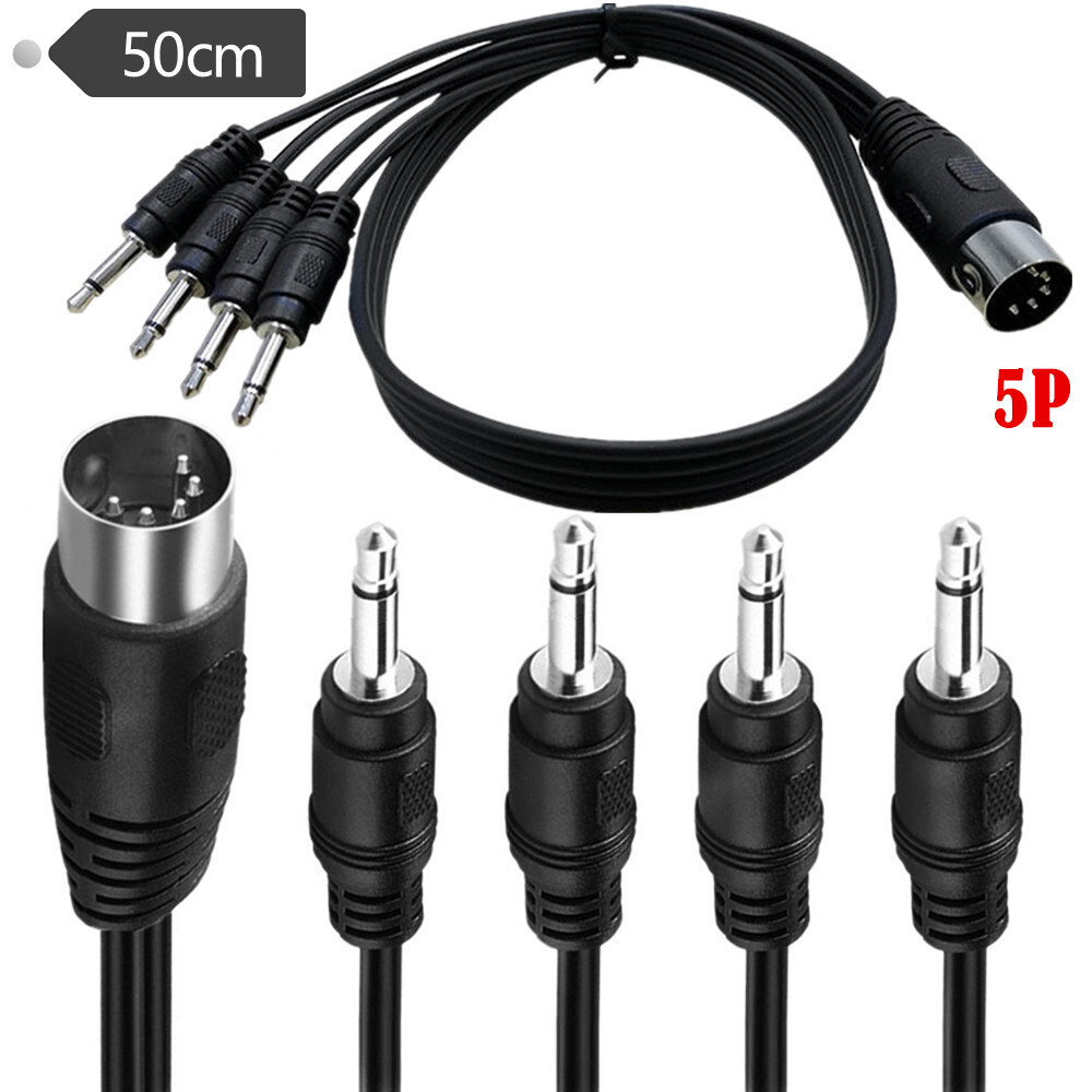 Plugue de áudio 4 * 3.5 para cabo adaptador MIDI de 5 núcleos Saída de áudio MIDI5-Core DIN5P 0.5 m