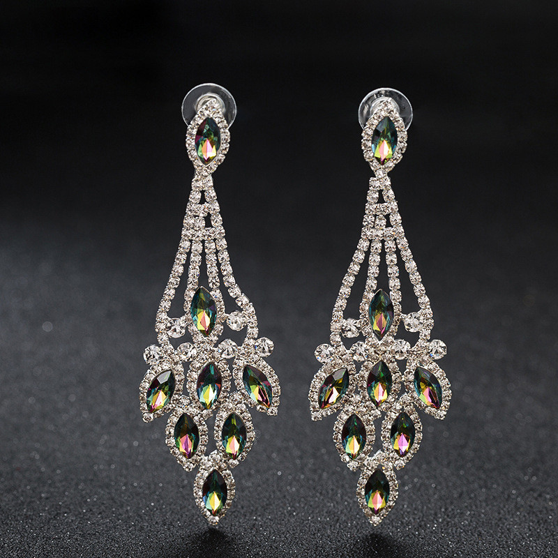 R RUBY * Brincos multicoloridos europeus americanos novo estilo strass brincos de folha de cristal brincos de diamante e