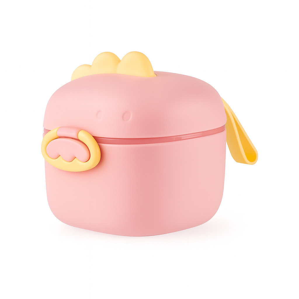 Pote Dosador de Leite em Pó Infantil com Colher Medidora  Rosa