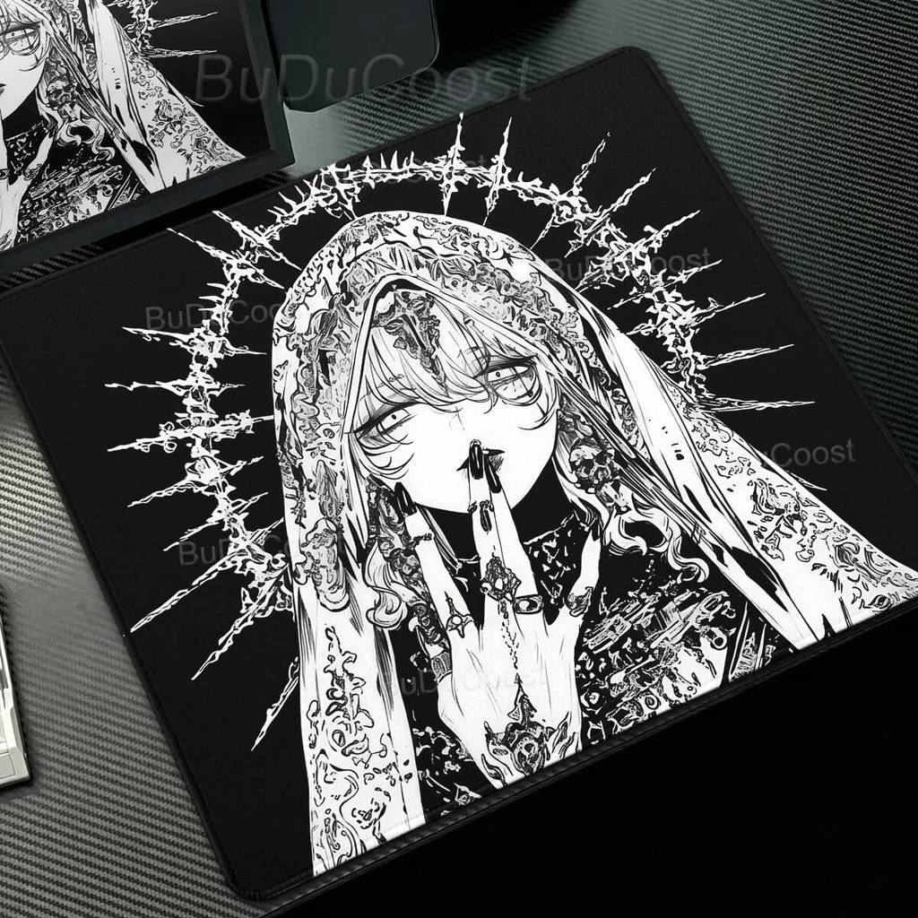 Anime Anjo Escuro Mouse Pad Computador De Escritório Goth Preto Tapete Teclado Mesa PC Gabinete Acessórios Jogos Pequeno