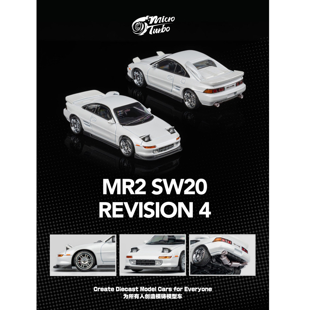 Micro Turbo 1 : 64 Toyota MR2 SE20 Revisão 4 Ver . 2 Modelo De Carro Em Liga Branca De Metal
