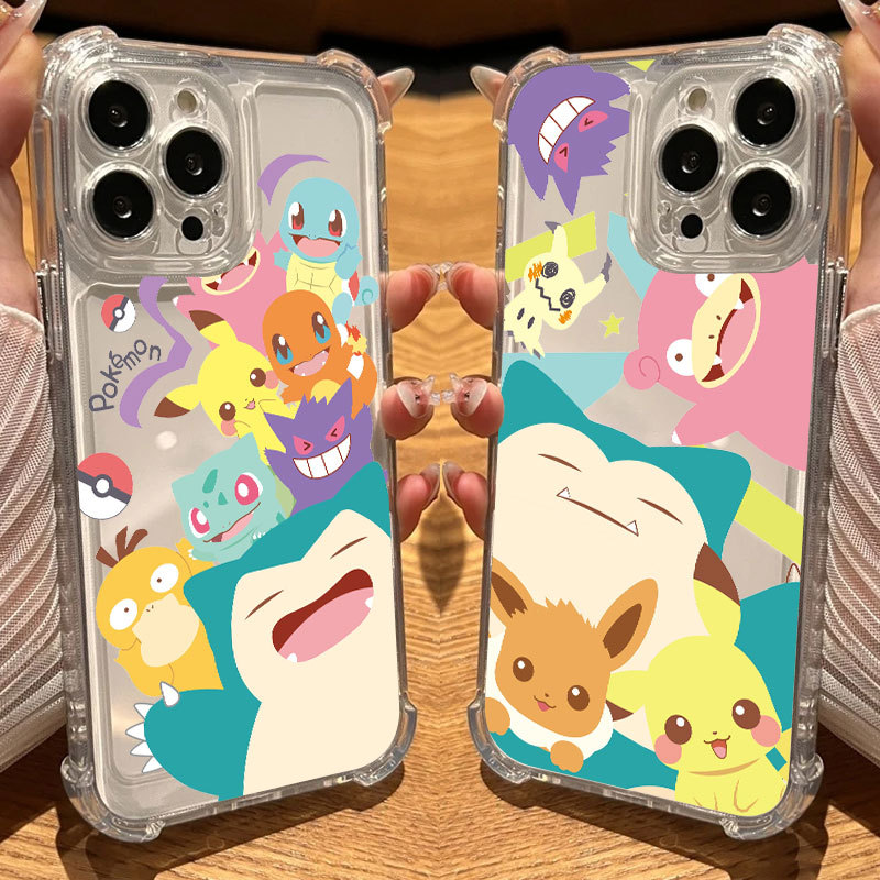 Capa Transparente Pokémon Snorlax Pikachu Charmander Para iphone 17 Pro 16E 11 12 13 14 15 16 Max 17 Air 11 Plus Macia T