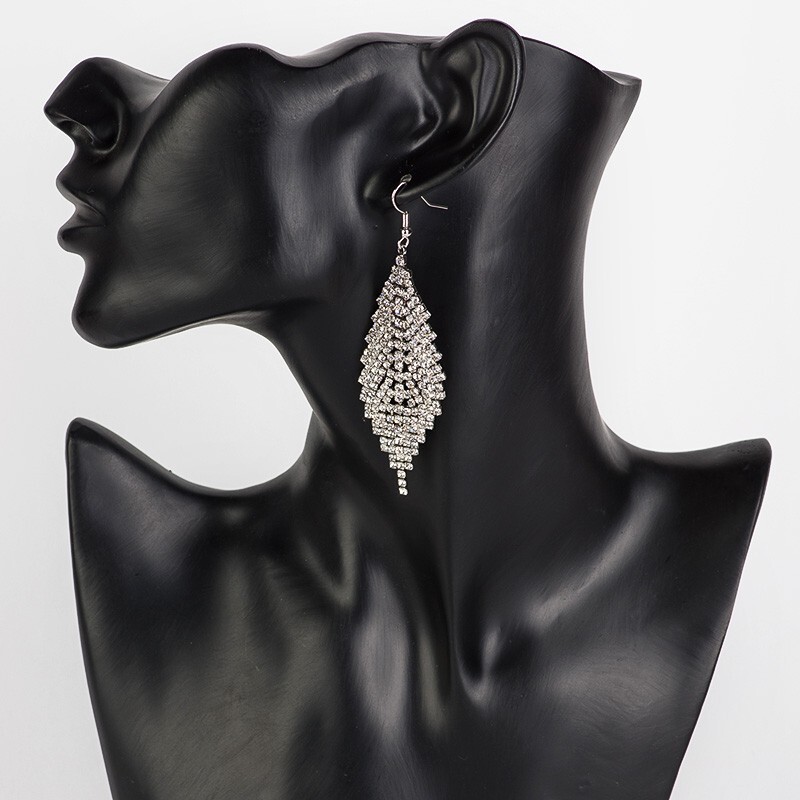 R RUBY * Europa América Japão Temperamento Coreano Longo Strass Diamante Borla Brincos Brincos Brincos Brincos Moda Femi