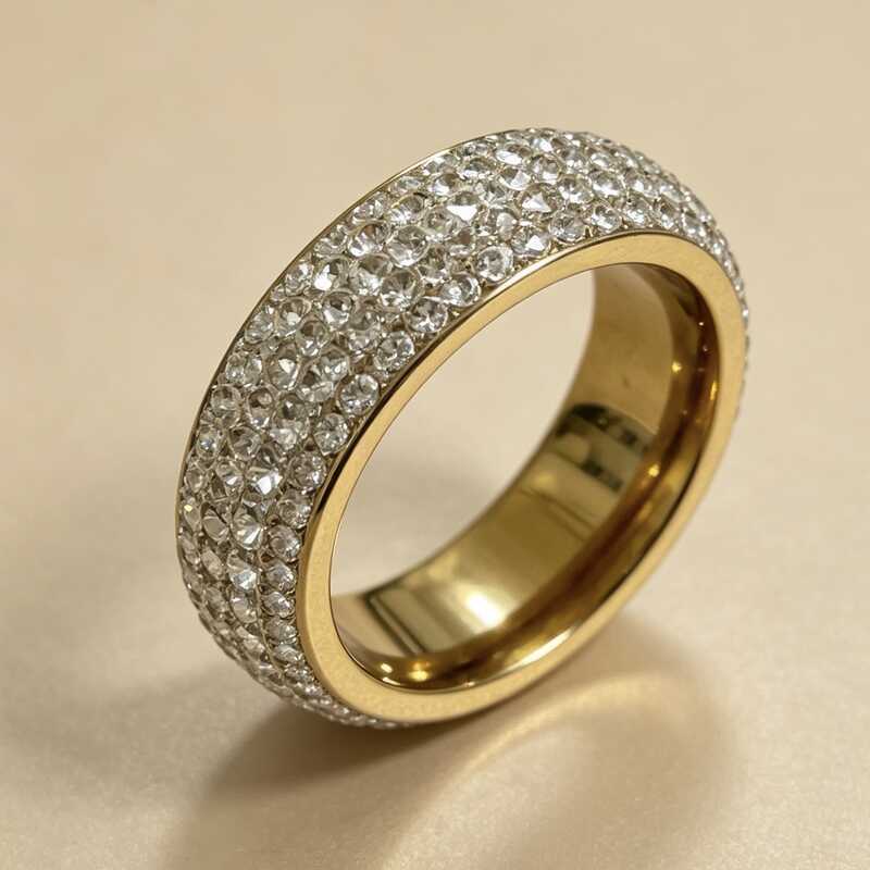 Lindo anel de cinco fileiras diamante curvo anel de Metal elegante All-Match casal anel versão coreana nicho anel de dia