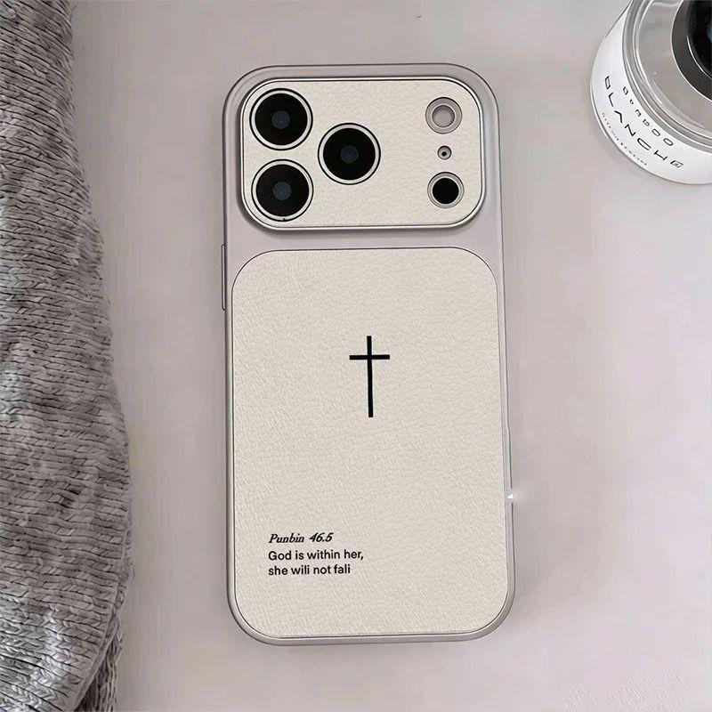 Capinha cruz cristã com frase bíblica texturizada Para iPhone 17 16 15 14 13 12 11 Pro Max Plus — imagem 2 de 2