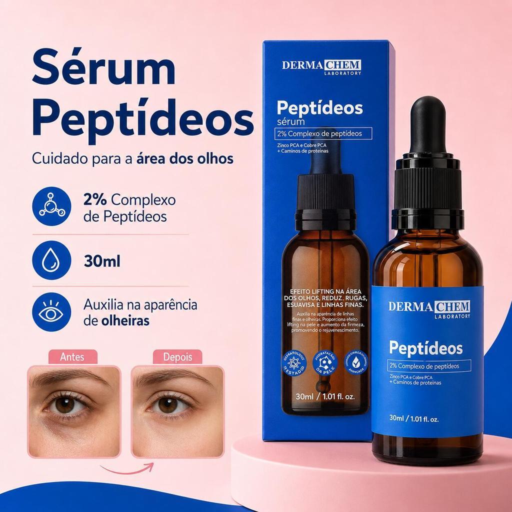 Sérum Peptídeos Dermachem 30ml Efeito Lifting Anti Olheiras e Linhas Finas