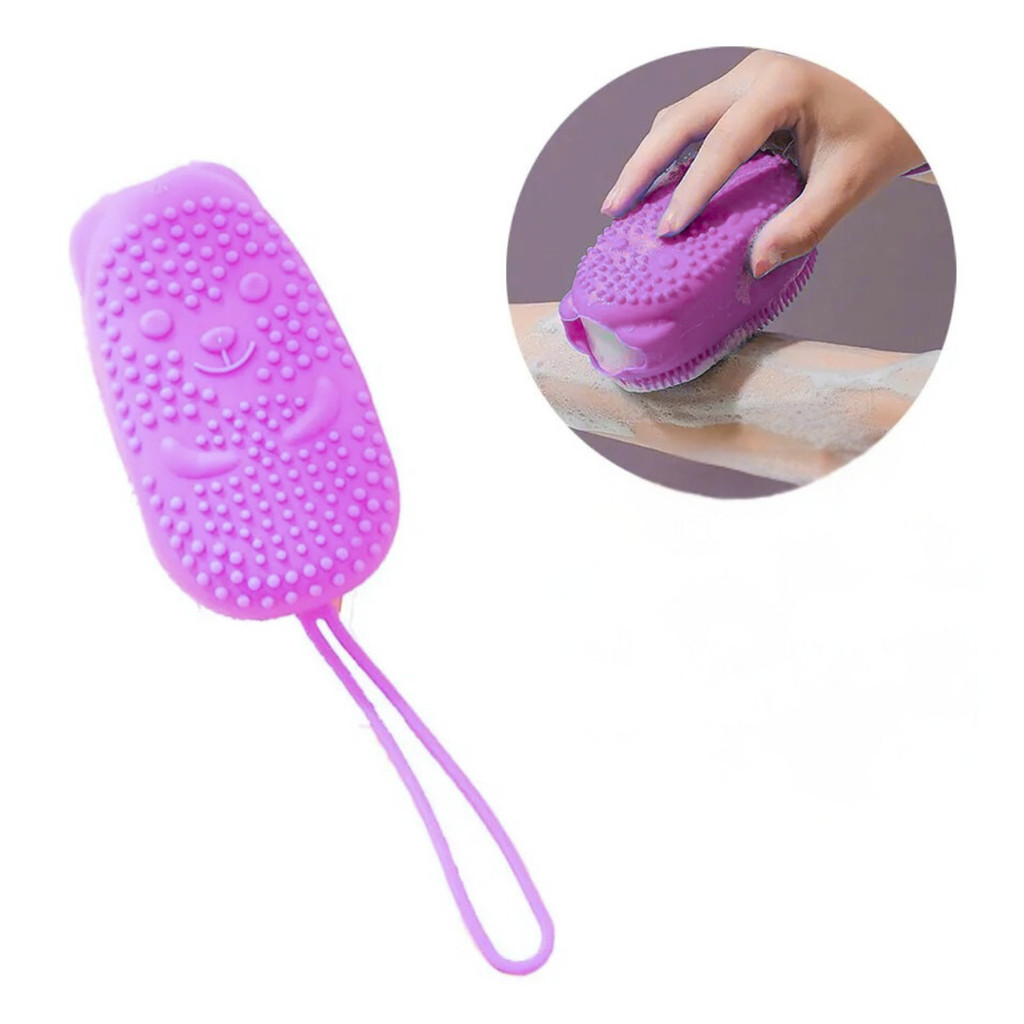 Esponja Bucha De Silicone Com Porta Sabão Escova Para Banho