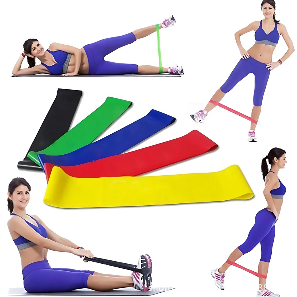 Conjunto 5 Faixas Elásticas Mini Band – Treino em Casa, Funcional e Fisioterapia