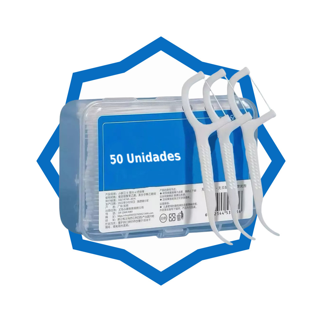 Achadinho Higiene Fio Dental Com Suporte em Arco Ultra Fino - 50 un Limpeza Completa e Fácil