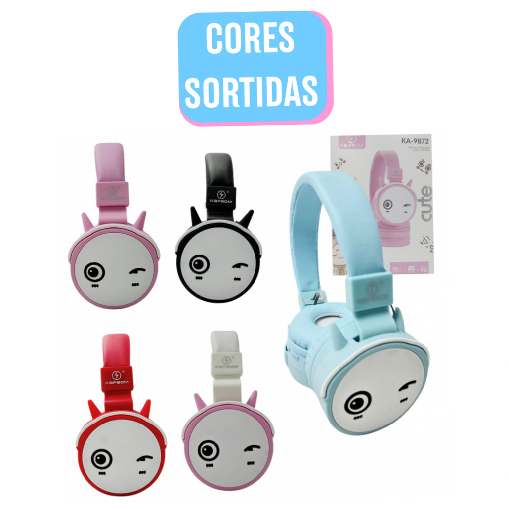 Fone De Ouvido Headphone INFANTIL Bluetooth CUTE - (Cores Sortidas)