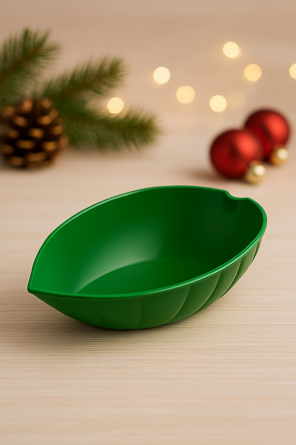 2 Petisqueira Folha 210ml em Plástico Resistente para Decorção de mesa Enfeite de Natal